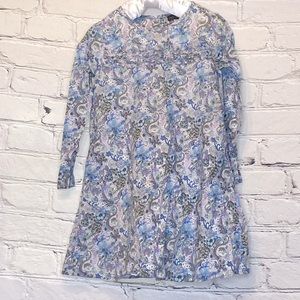Rabbit Moon Blue Gray Floral Dress Size 4Y Excellent Condition